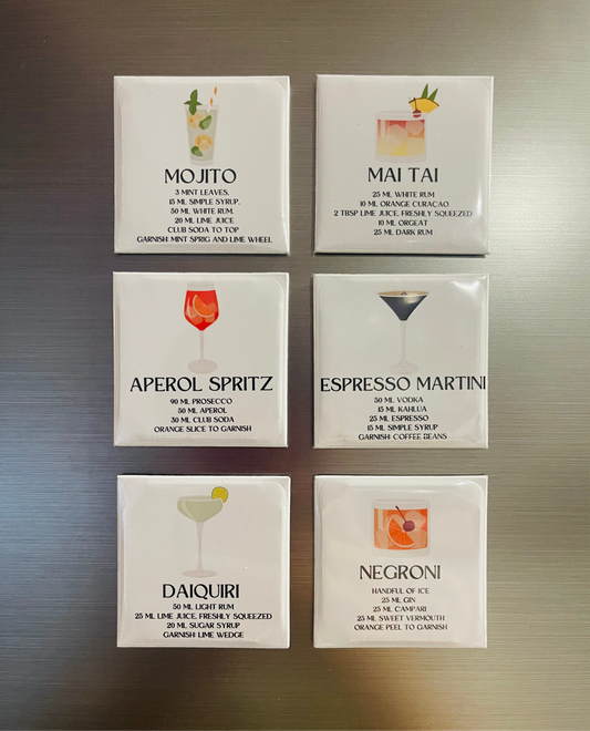 Cocktail Recipe Magnet Set – Set of 6